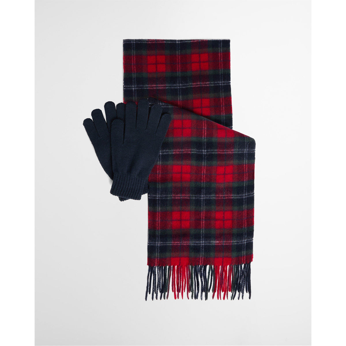 Barbour Mens Tartan Scarf and Glove Set