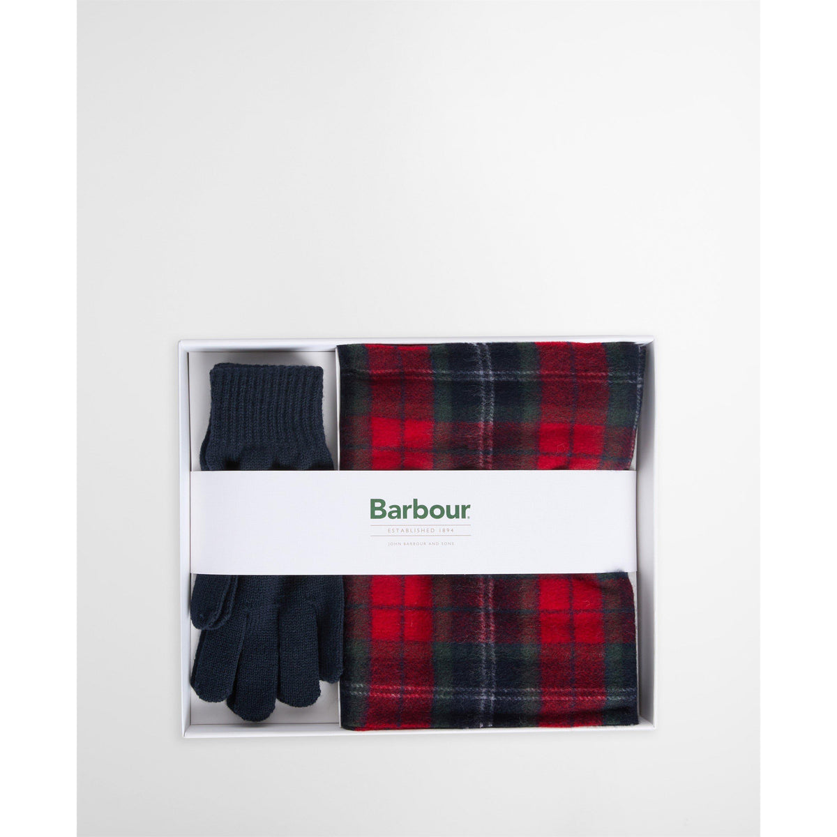 Barbour Mens Tartan Scarf and Glove Set
