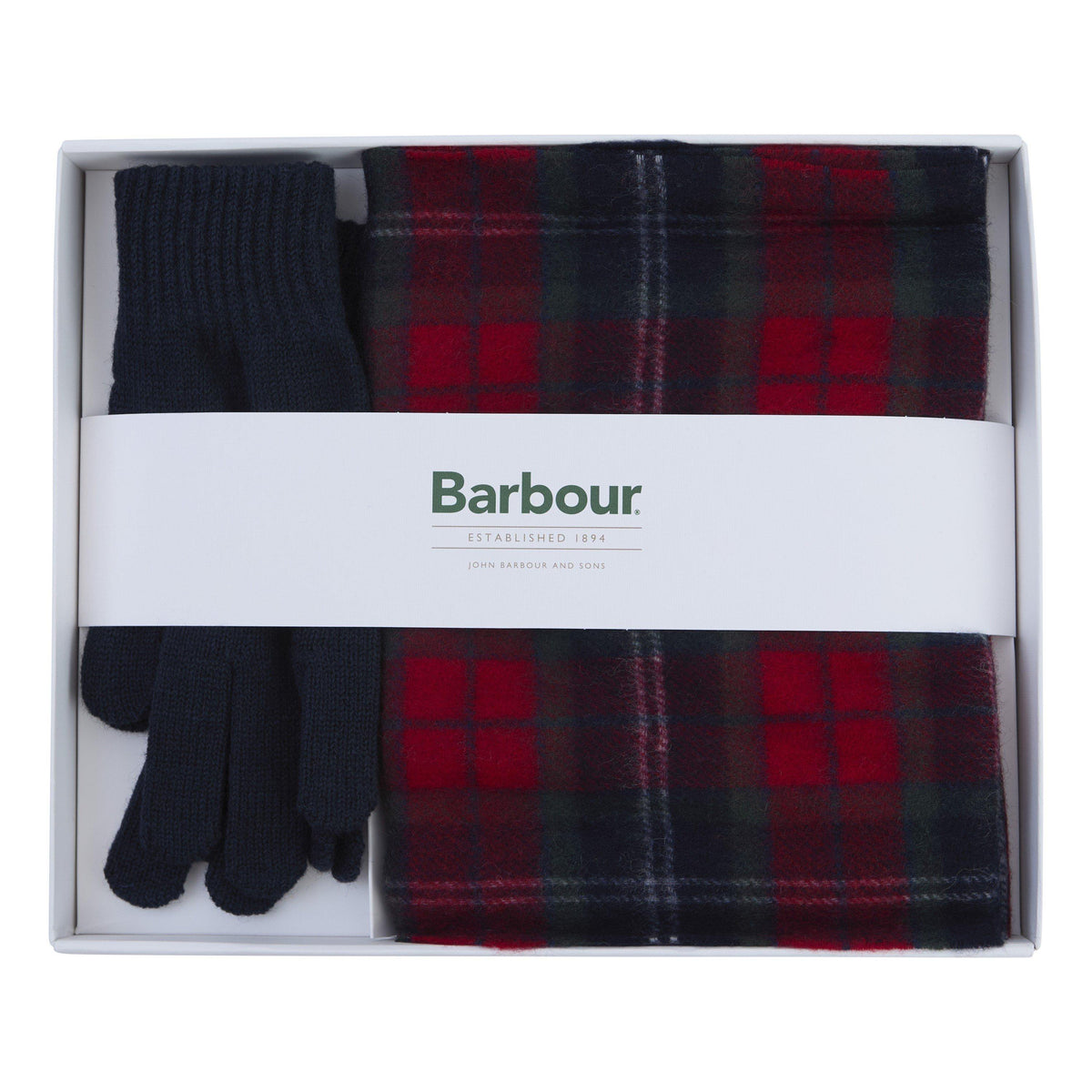 Barbour Mens Tartan Scarf and Glove Set