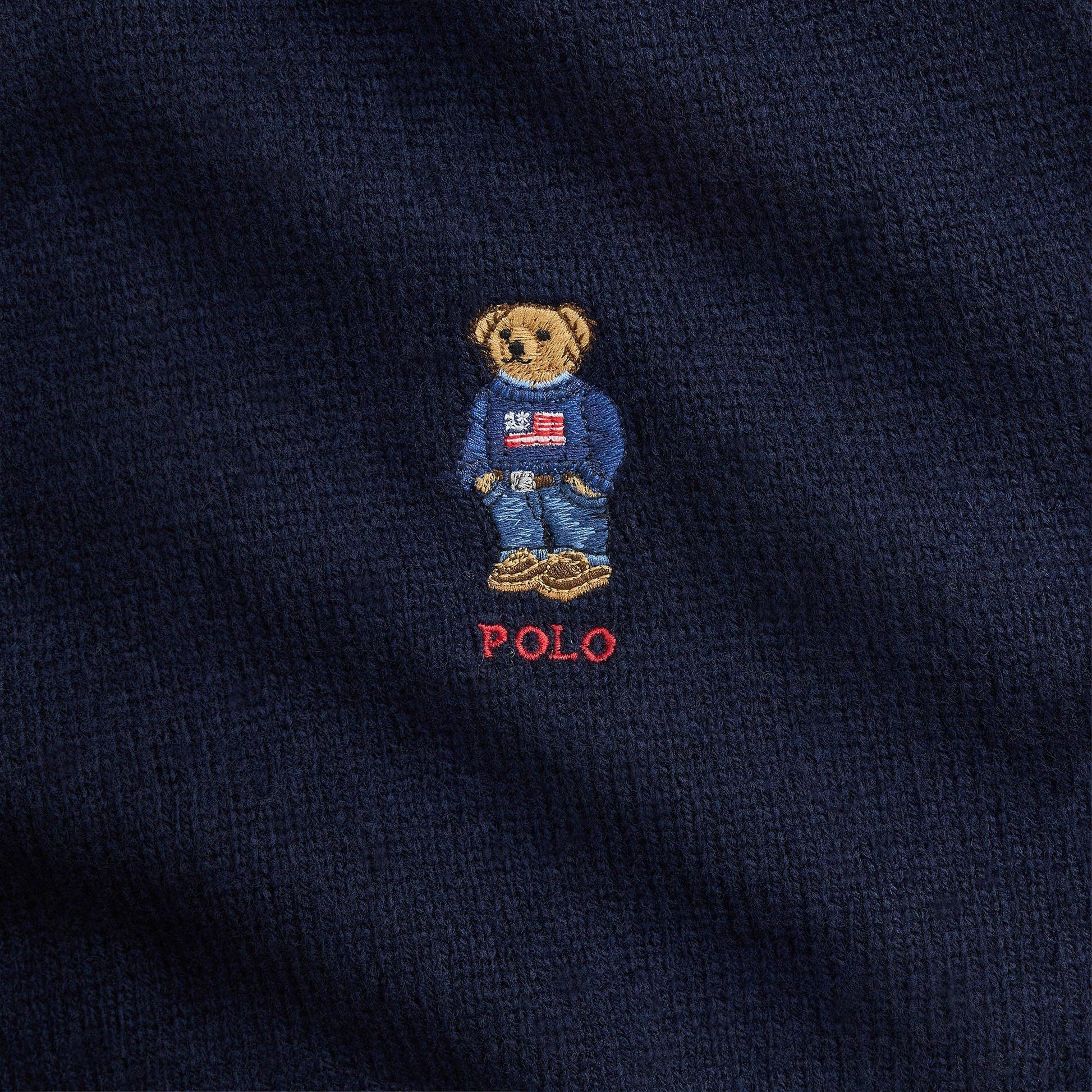 Polo Ralph Lauren Wool Blend Bear Scarf and Beanie Gift Box Winter Set