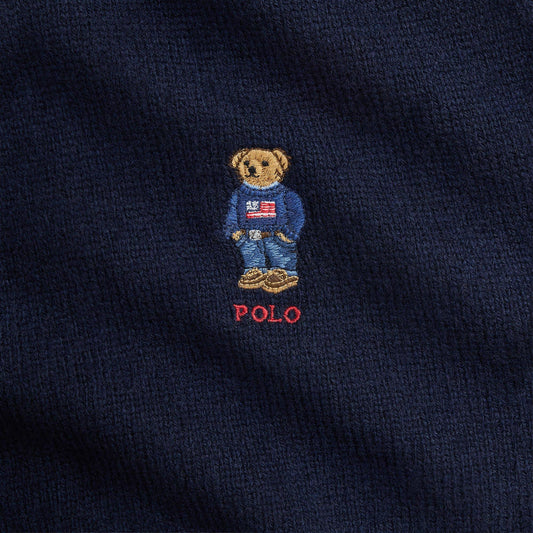 Polo Ralph Lauren Wool Blend Bear Scarf and Beanie Gift Box Winter Set