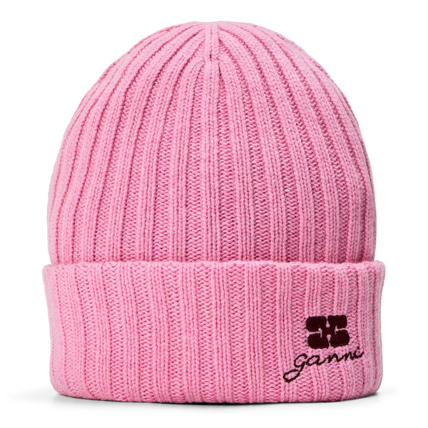 Ganni Womens Future Logo Knit Beanie