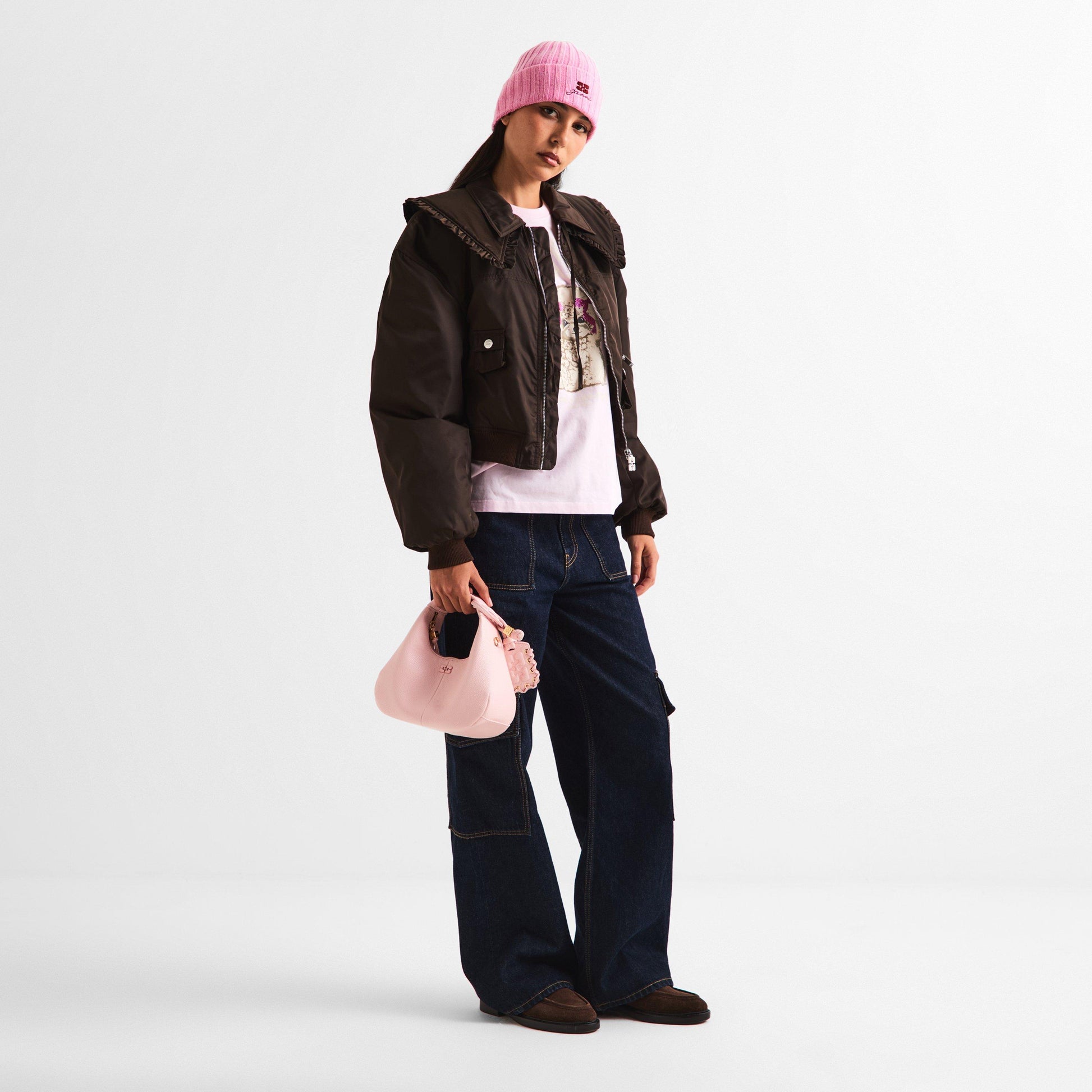 Ganni Womens Future Logo Knit Beanie