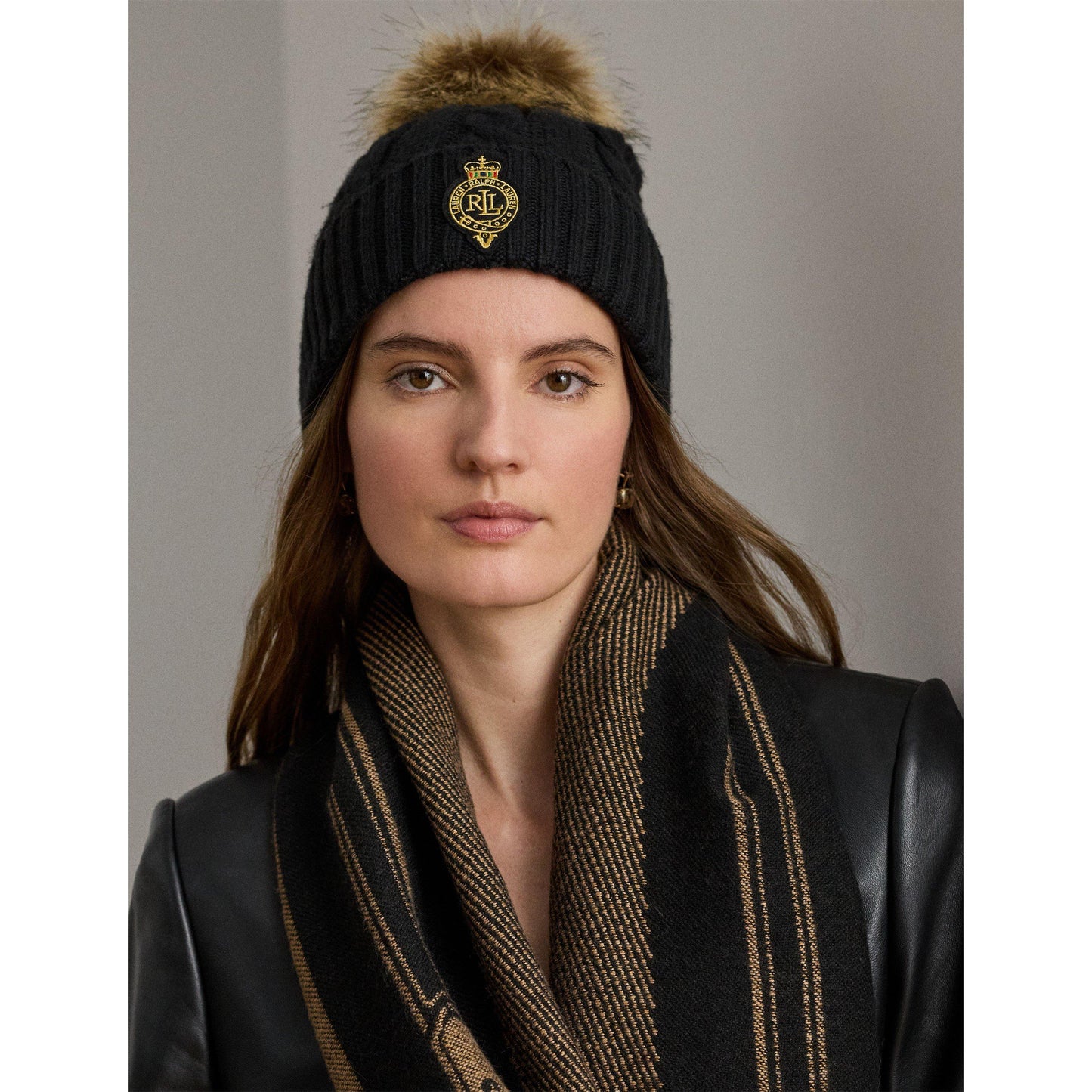 Lauren by Ralph Lauren Pom-Pom Cable-Knit Beanie