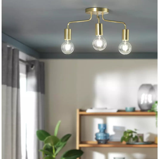 Argos Home Rayner 3 Light Flush Ceiling Light - Brass