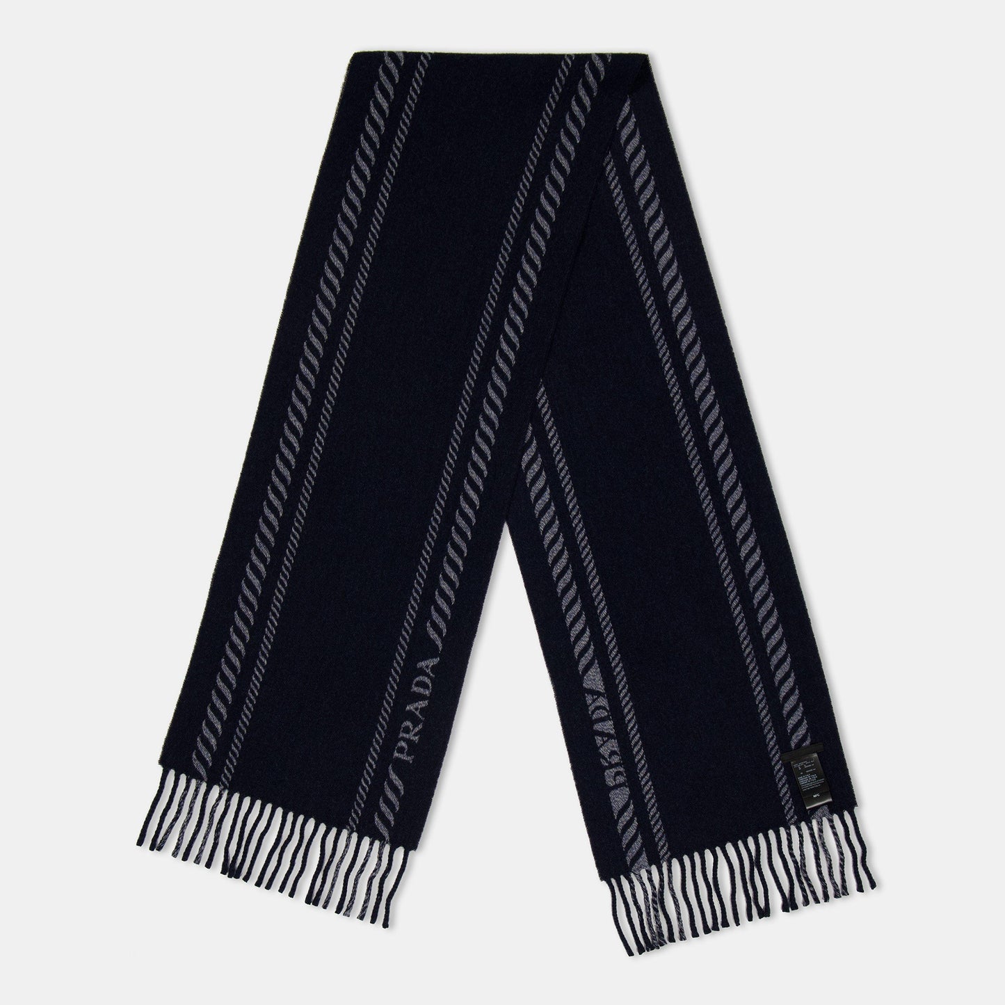Prada Men's Striped Logo Scarf