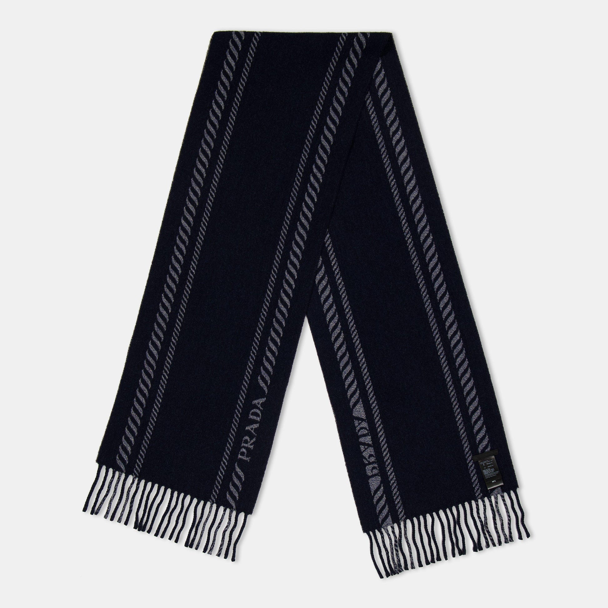 Prada Men's Striped Logo Scarf