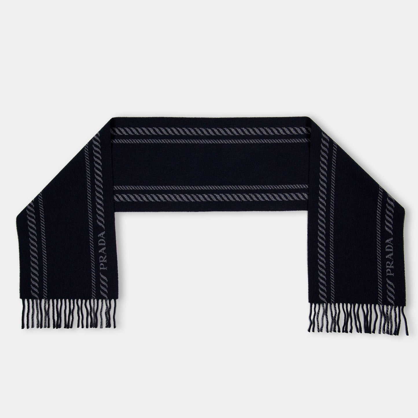 Prada Men's Striped Logo Scarf