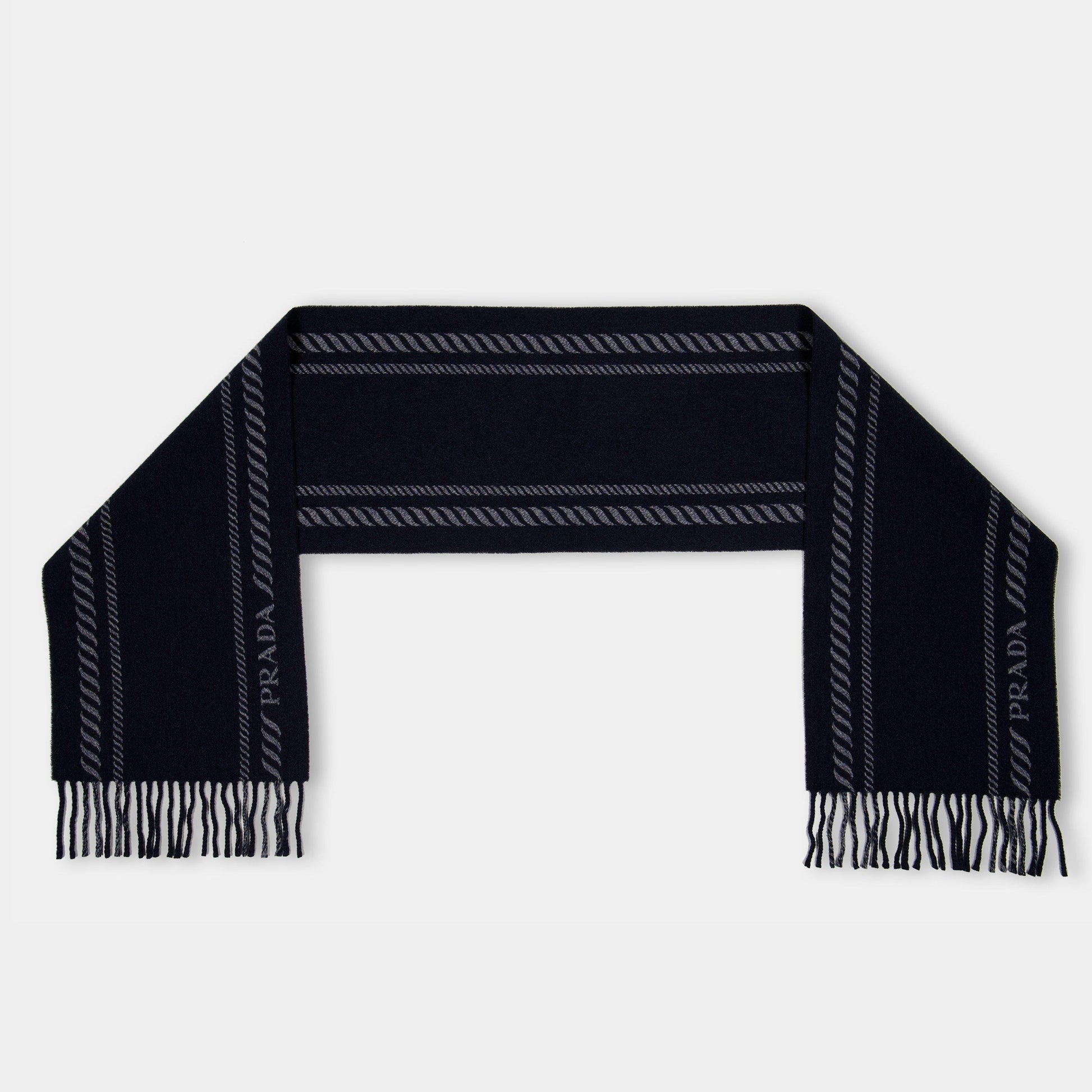 Prada Men's Striped Logo Scarf
