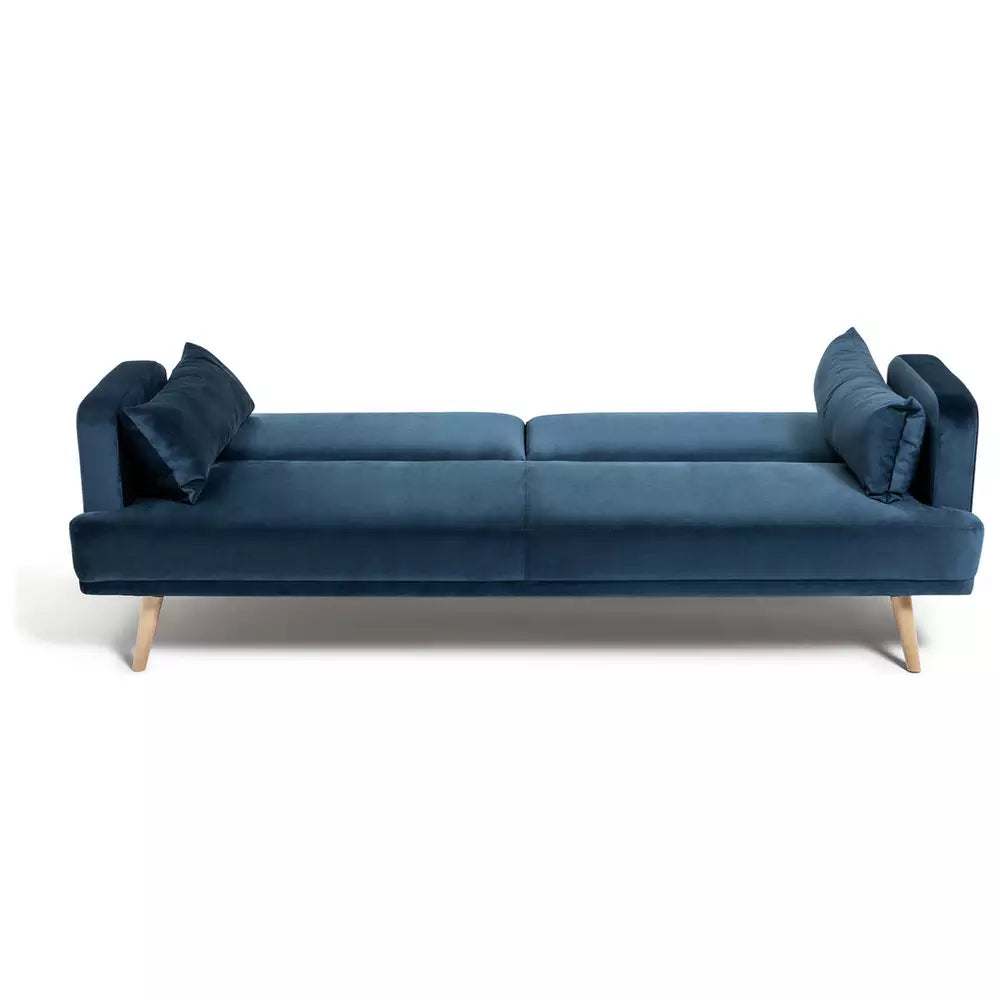 Argos Home Andy Velvet 3 Seater Clic Clac Sofa Bed - Blue
