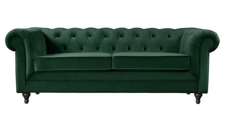 Habitat Chesterfield Velvet 3 Seater Sofa - Green