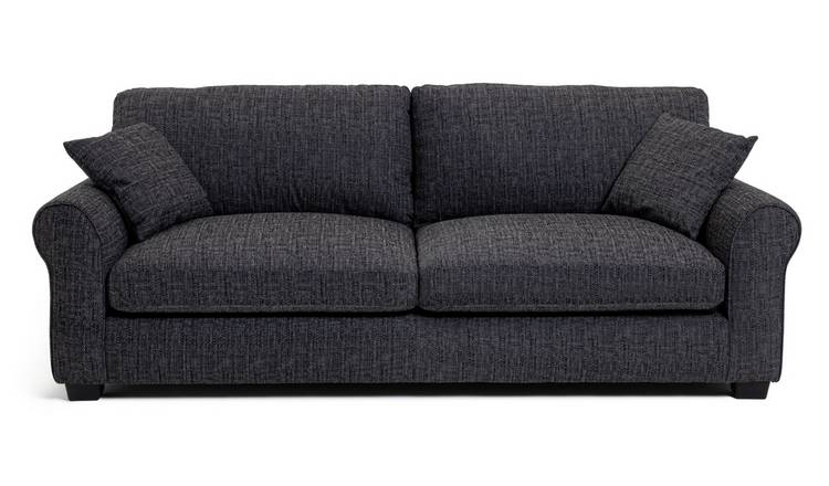 Argos Home Lisbon Fabric 4 Seater Sofa - Charcoal