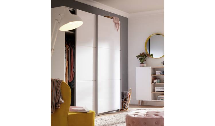 Habitat Holsted 180cm Sliding Wardrobe - White Gloss