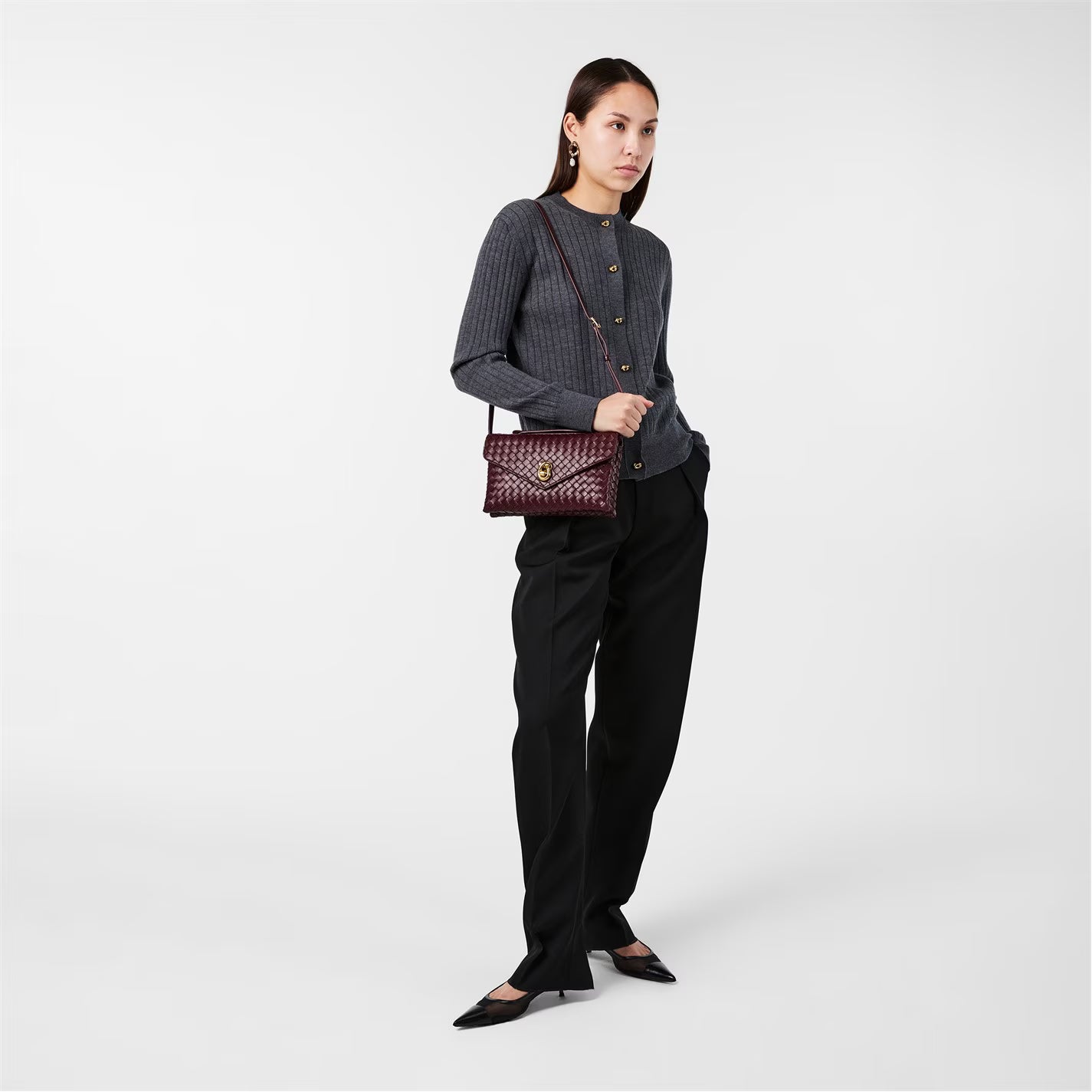 Knot Lock Leather Crossbody Bag
