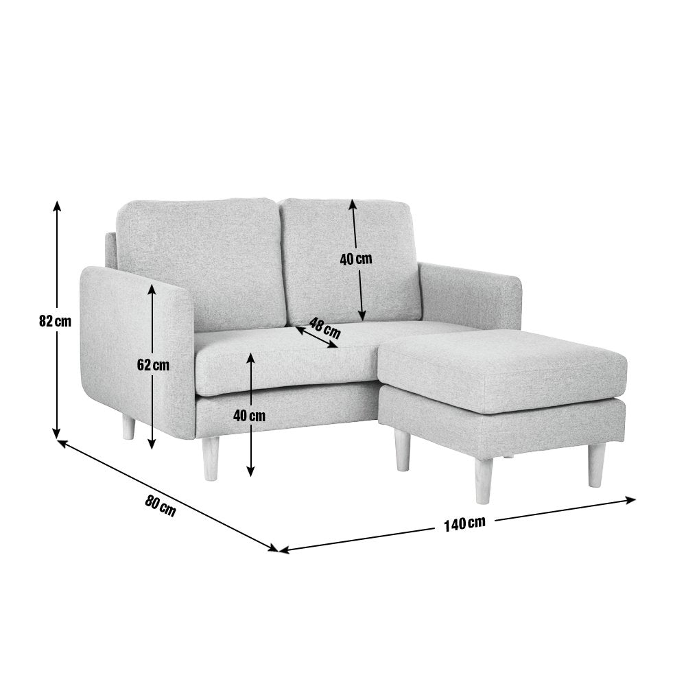 Habitat Remi Fabric 2 Seater Chaise - Light Grey