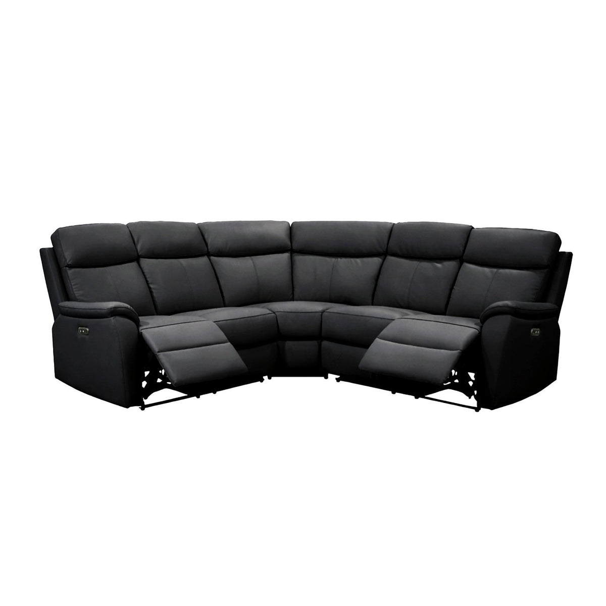 Aspire Kingsmere Leather Power Recliner Corner Sofa - Black