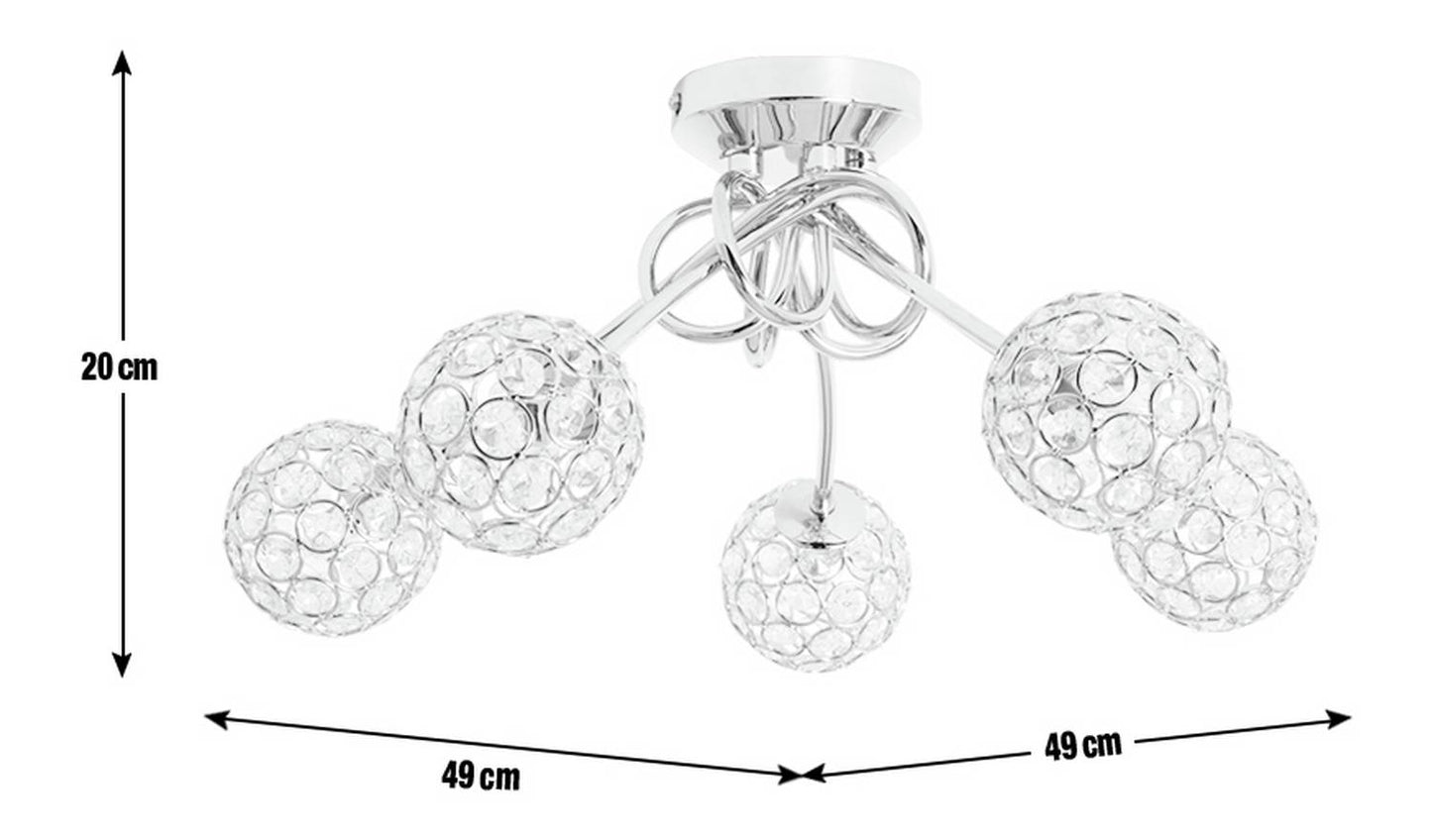 Argos Home Beaded Globes 5 Arm Ceiling Light - Chrome