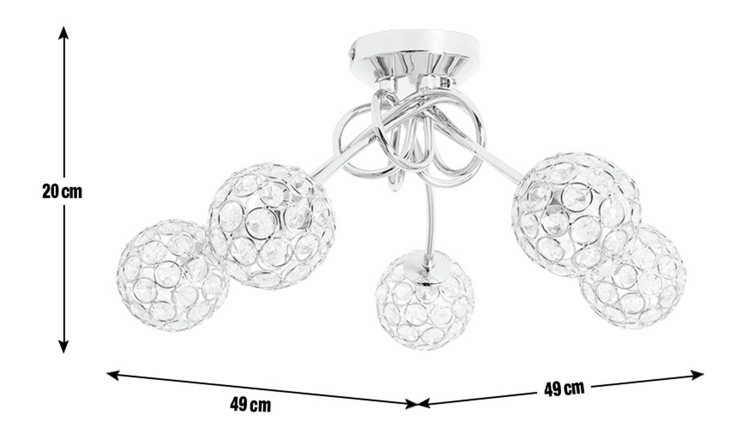 Argos Home Beaded Globes 5 Arm Ceiling Light - Chrome