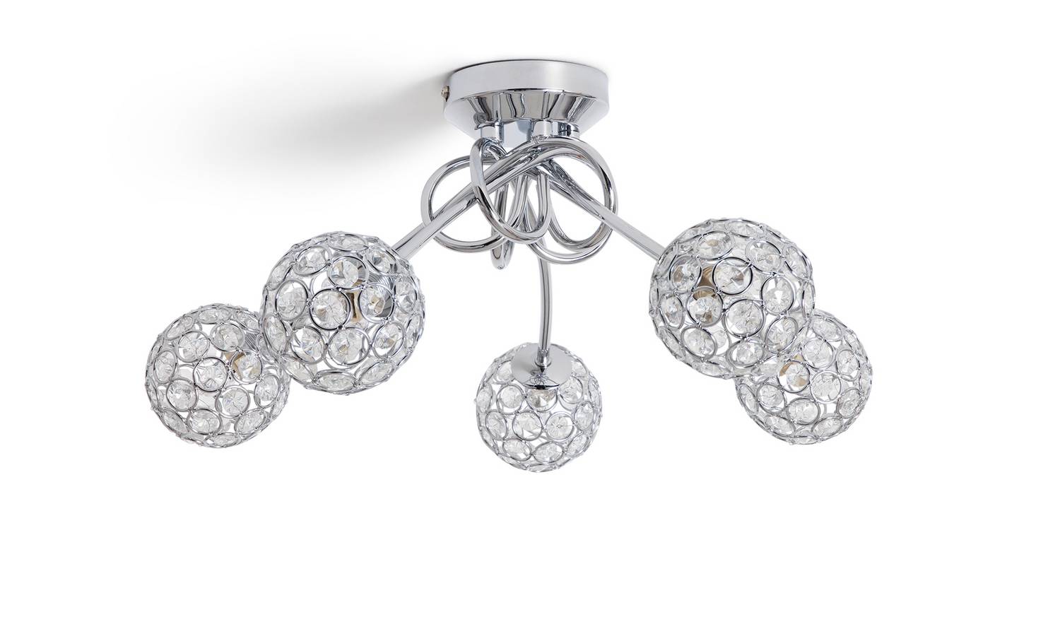 Argos Home Beaded Globes 5 Arm Ceiling Light - Chrome