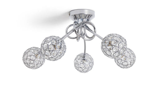 Argos Home Beaded Globes 5 Arm Ceiling Light - Chrome