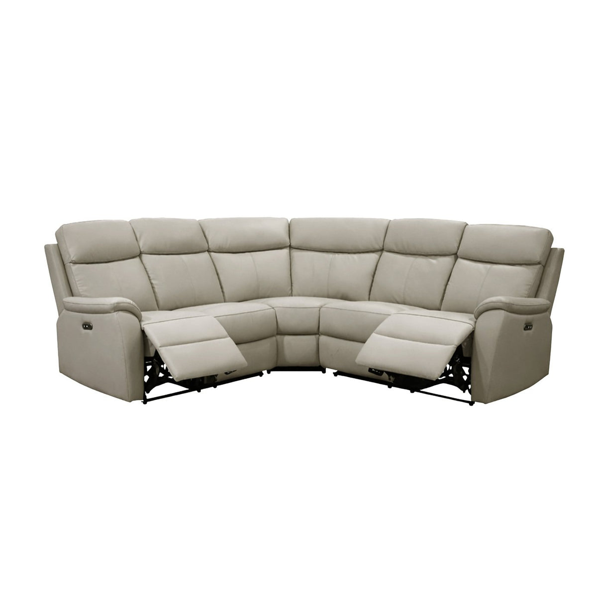 Aspire Kingsmere Leather Power Recliner Corner Sofa - Pewter