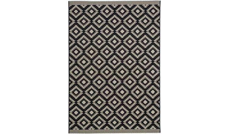 Homemaker Geometric Black & White Flatweave Rug - 120x170cm