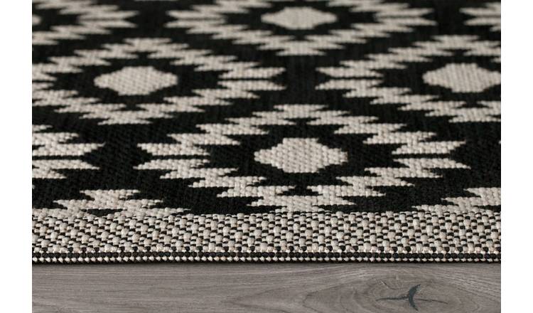 Homemaker Geometric Black & White Flatweave Rug - 120x170cm