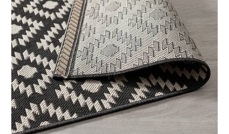 Homemaker Geometric Black & White Flatweave Rug - 120x170cm