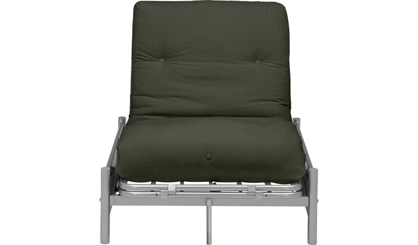 Argos Home Single Futon Metal Sofa Bed with Mattress - Grey