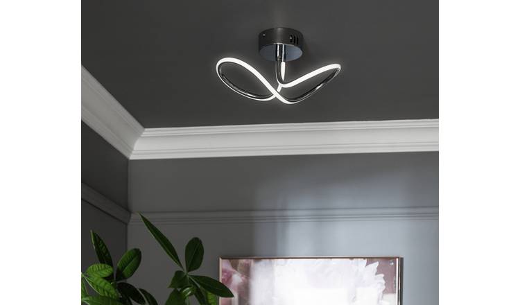 Argos Home Bow Flush to Ceiling Light - Chrome