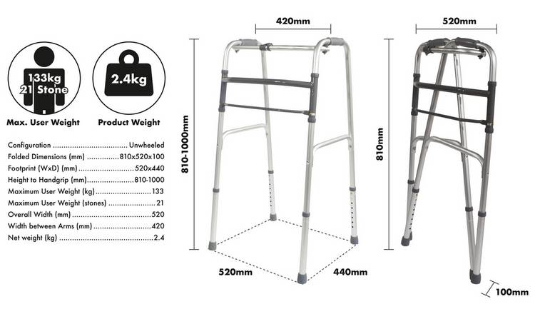 Aidapt Lightweight Aluminium Folding Walking Frame