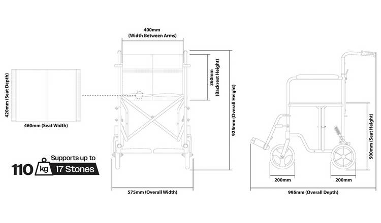 Aidapt Aluminium Compact Blue Transit Chair
