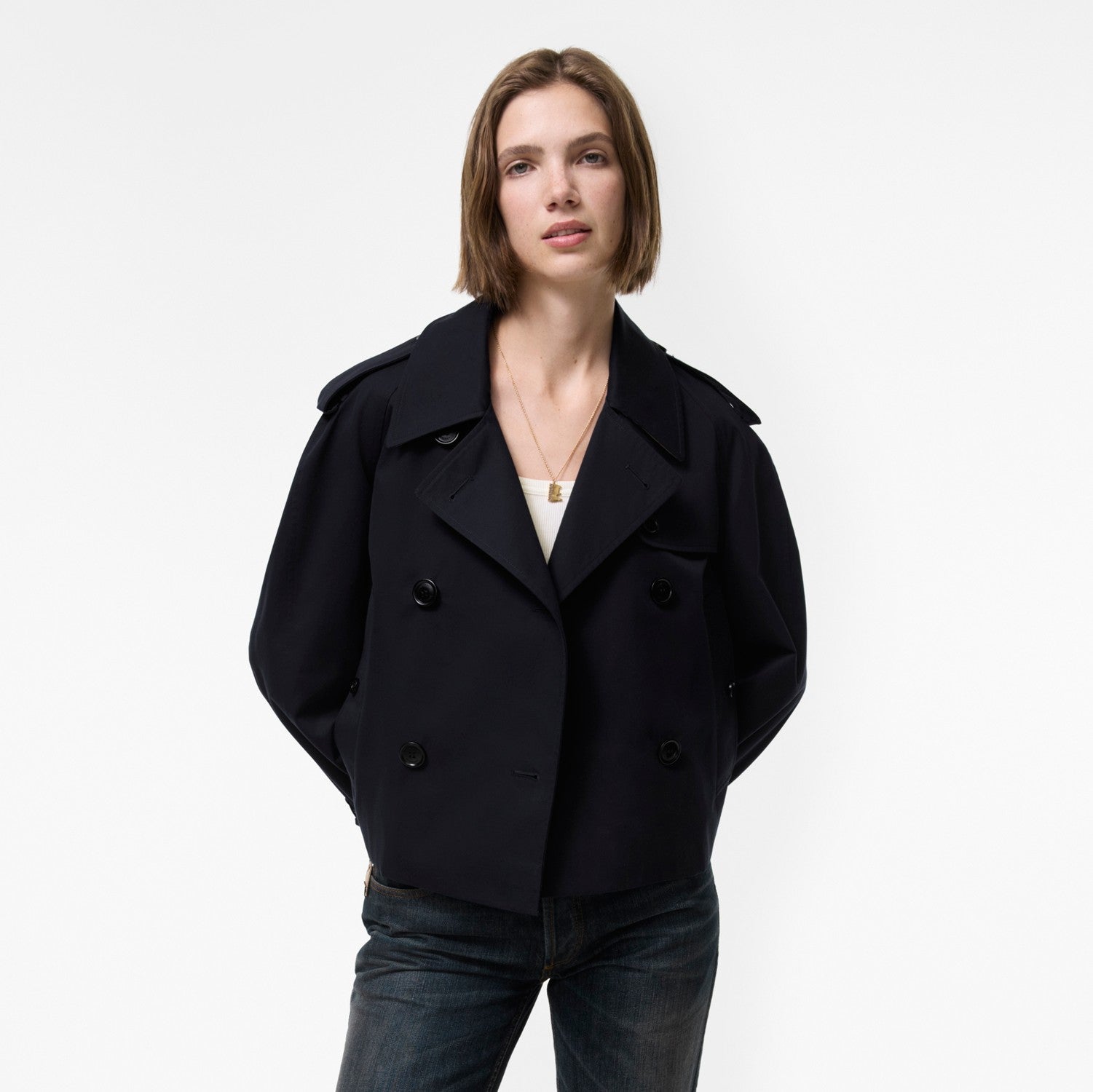 Cropped Gabardine Mayfair Trench Jacket