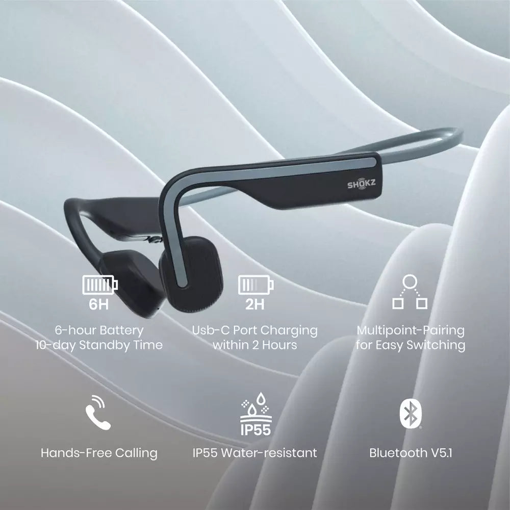 Shokz OpenMove Wireless Bluetooth Headphones - Grey