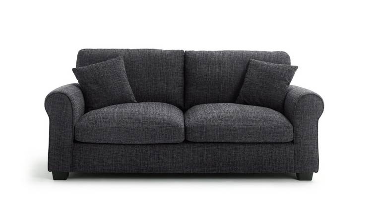 Argos Home Lisbon Fabric 3 Seater Sofa - Charcoal