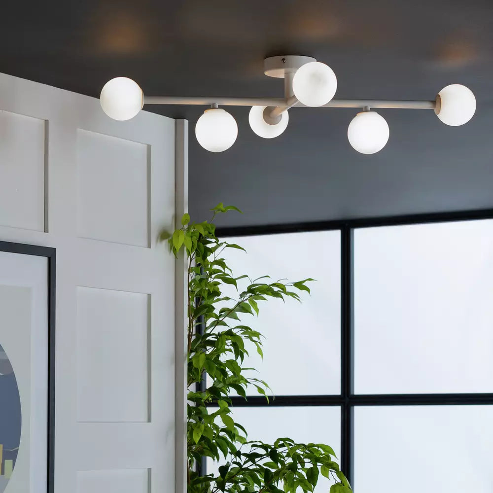 Habitat Alonso 6 Light Bathroom Flush Ceiling Light - White