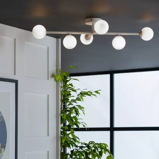 Habitat Alonso 6 Light Bathroom Flush Ceiling Light - White
