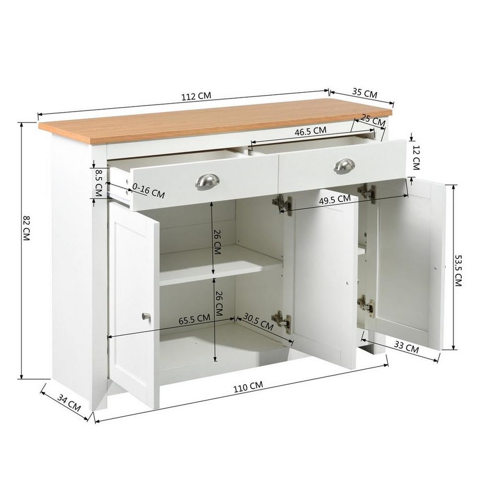 Three Doors Sideboard with Two Drawers