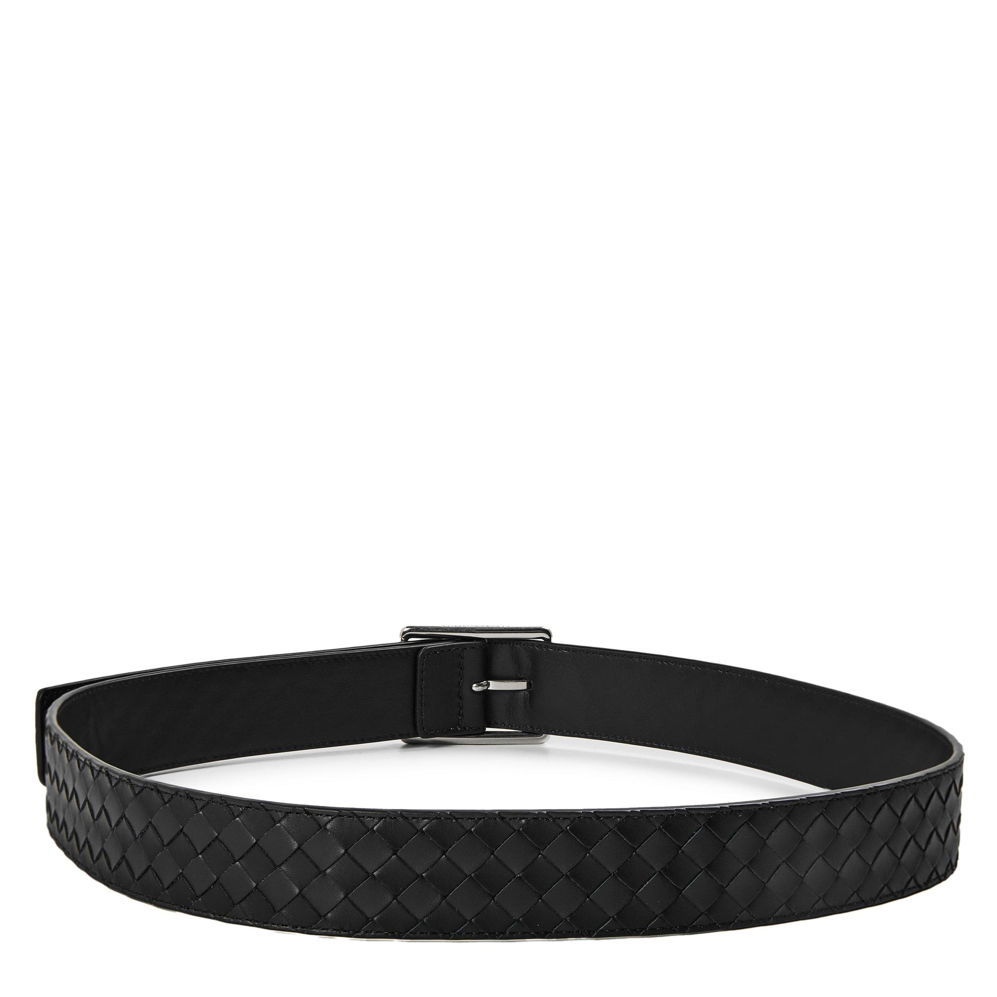 Bottega Veneta Mens Intrecciato Leather Belt