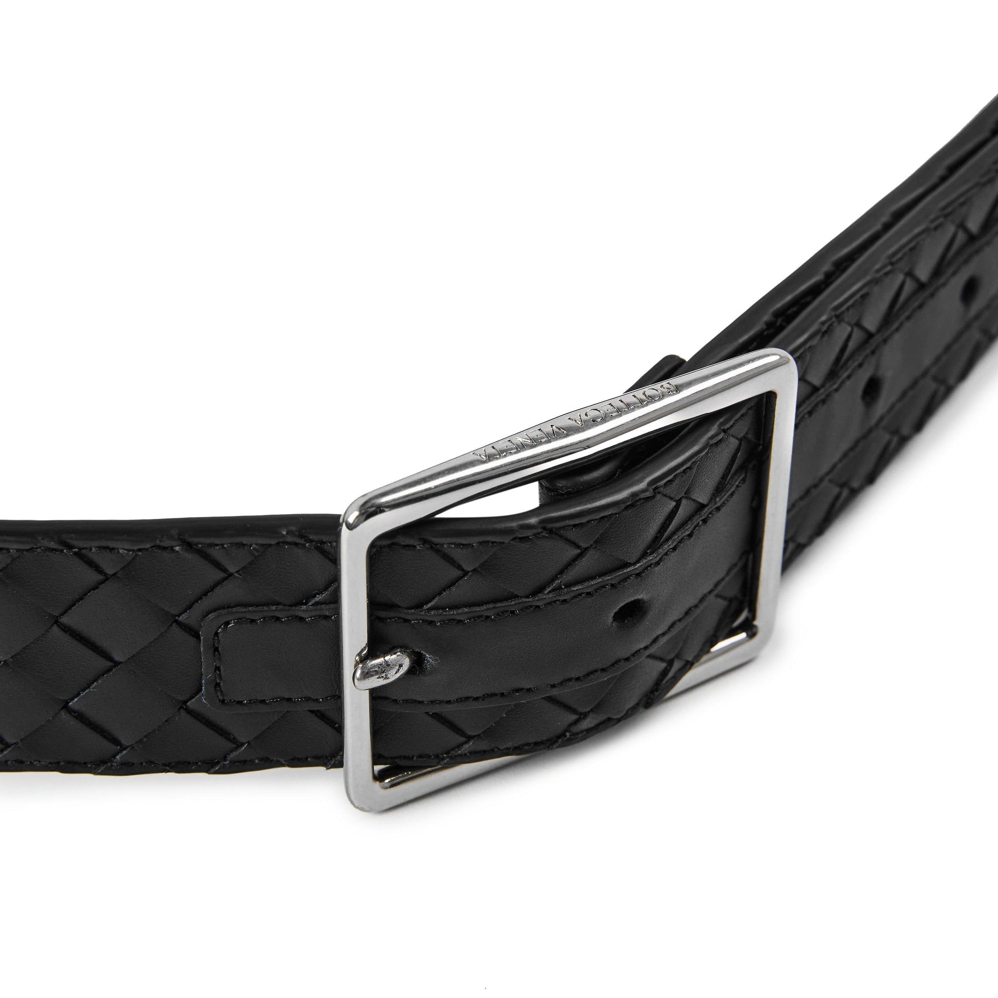 Bottega Veneta Mens Intrecciato Leather Belt