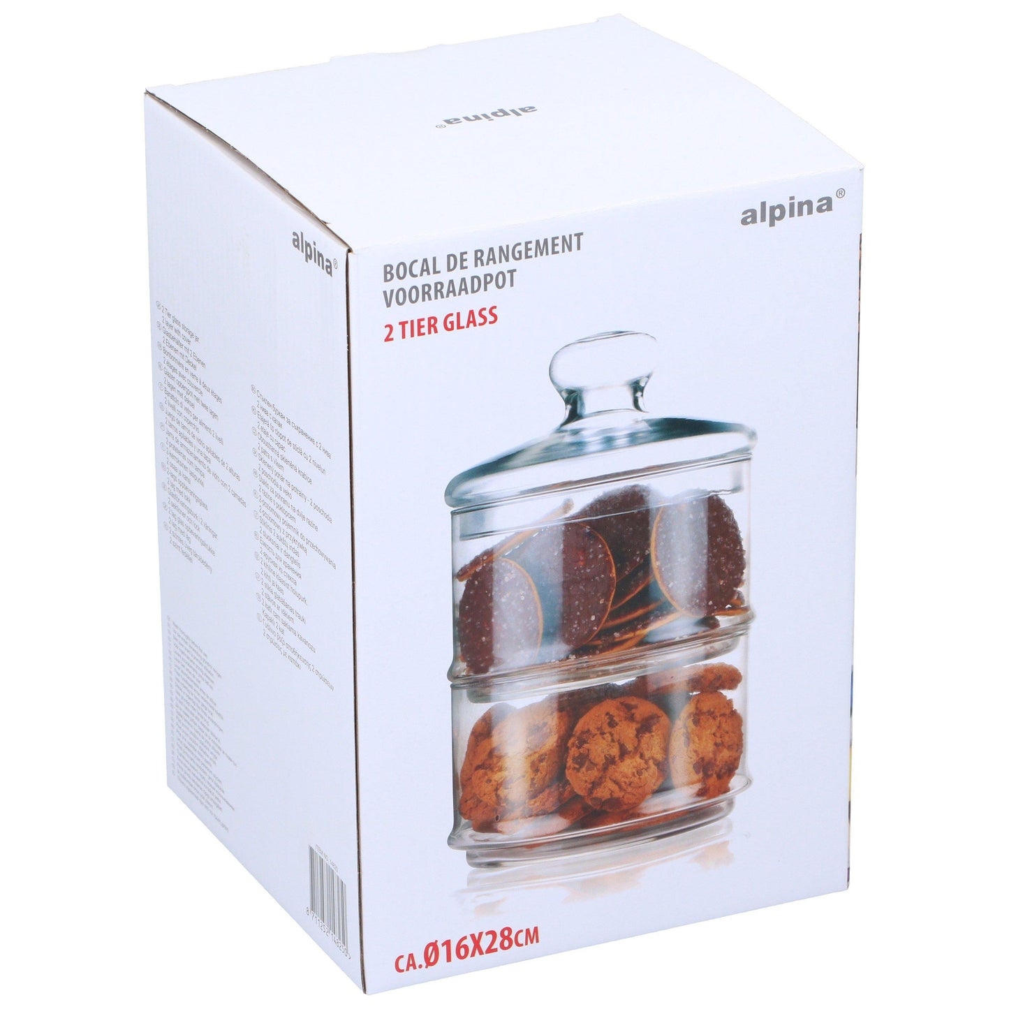 Alpina ALPINA Glass Storage Jar 2-Tier O16x28cm