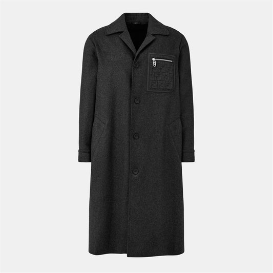 FENDI Men's Cashmere Long Lapel Overcoat