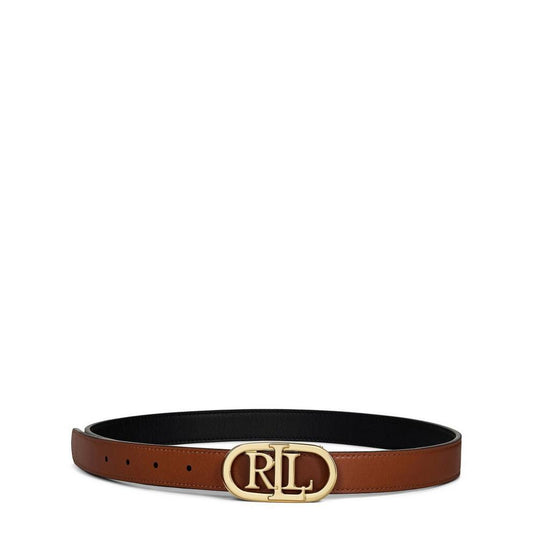 Oval-Logo Reversible Leather Skinny Belt