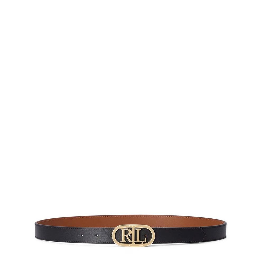 Oval-Logo Reversible Leather Skinny Belt