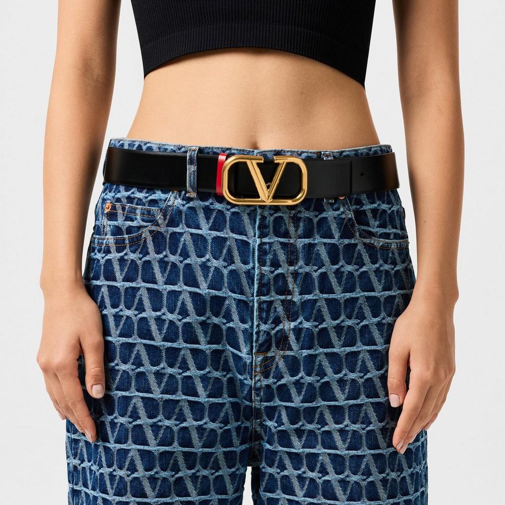 Valentino Garavani V Logo 4cm Reversible Belt