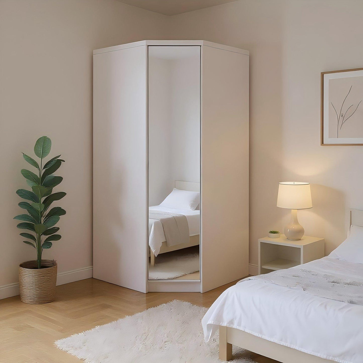 Corner Wardrobe with Mirror