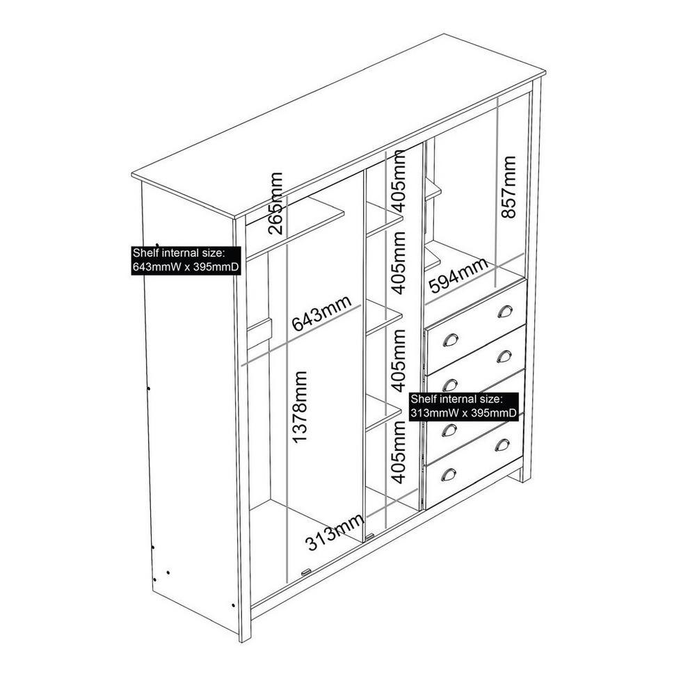 Lancaster 4 Drawer Wardrobe Combi Unit