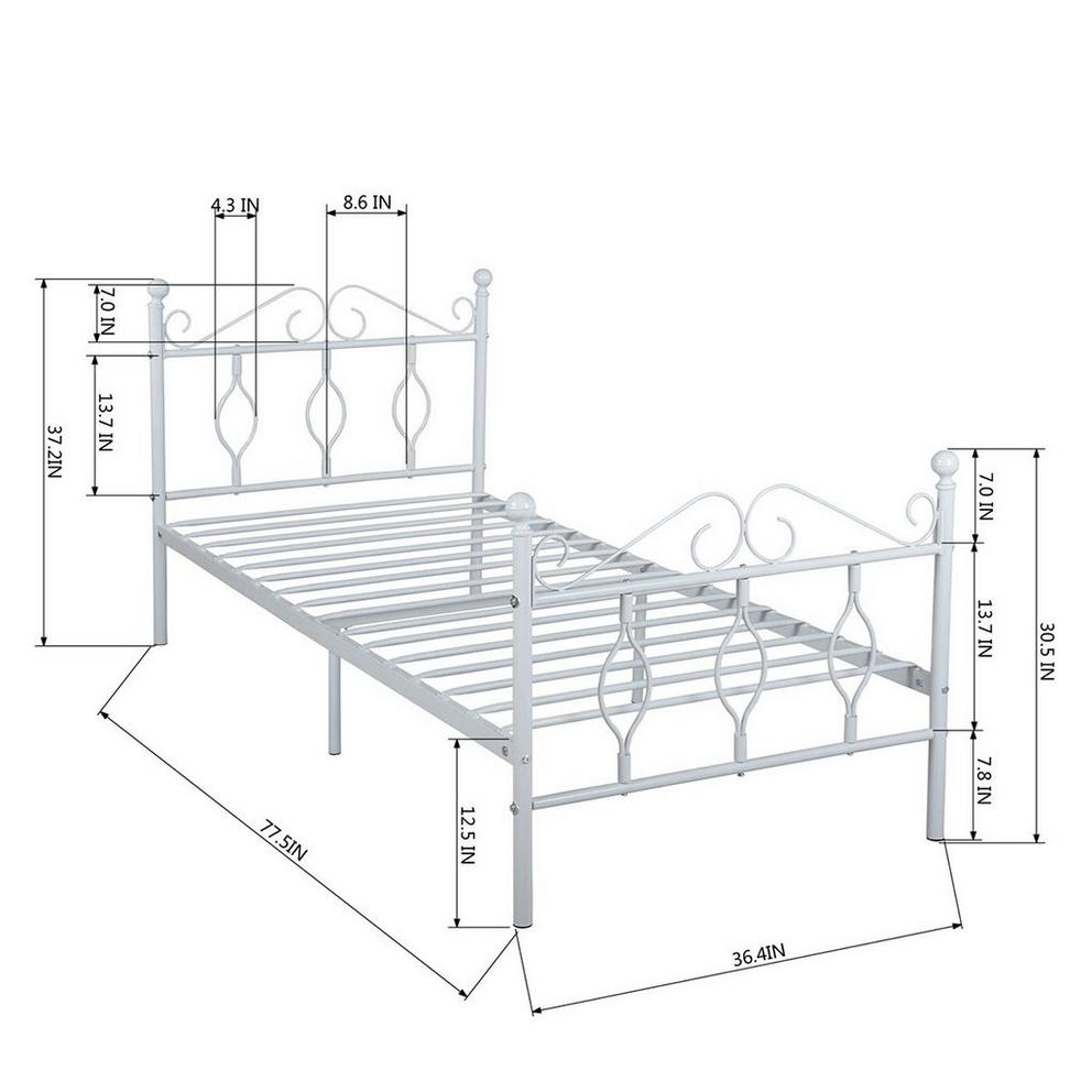 DANDY White Metal Bedframe Single size