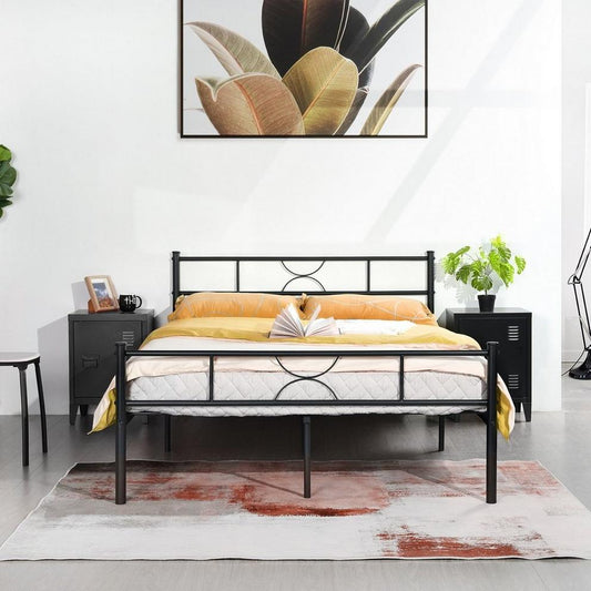 FurnitureR SANE Black Metal Bedframe Queen size