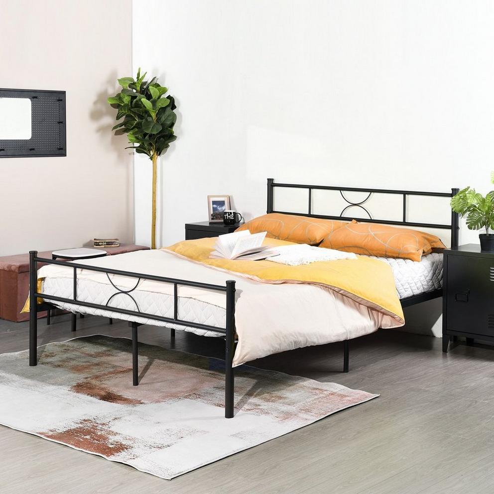 FurnitureR SANE Black Metal Bedframe Queen size